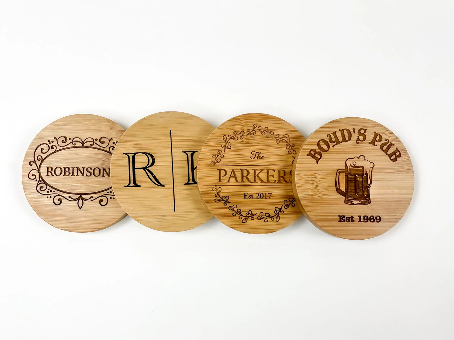 Custom Coasters  | Custom Bamboo Coasters | Personalized Coasters | Custom Business Coasters | Custom Family Coasters