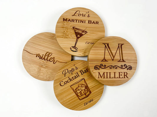 Custom Coasters  | Custom Bamboo Coasters | Personalized Coasters | Custom Business Coasters | Custom Family Coasters