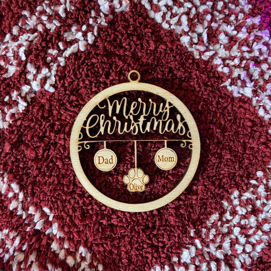Custom Family & Pet Christmas Ornament | Personalized Family Christmas Ornament | 2022 Christmas Ornament